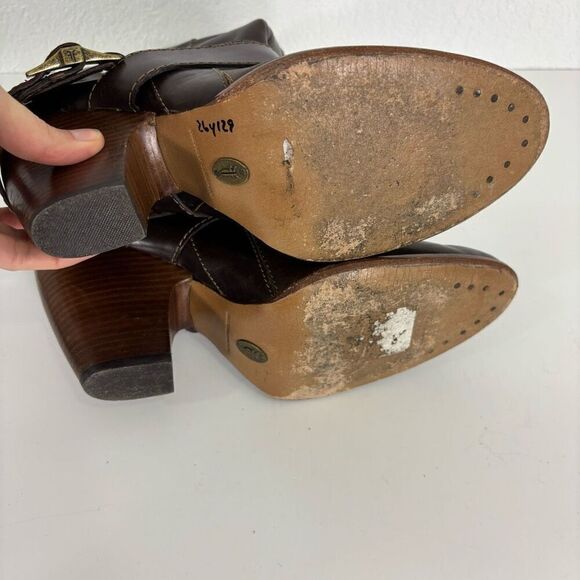 Frye Brown Leather Andrea Mid Calf Heeled Booties - Picture 10 of 10